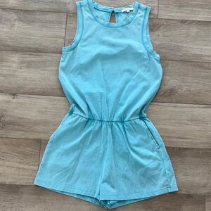 Z Supply Adira Cotton Romper in Cabana Teal size small